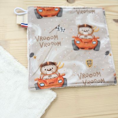 Débarbouillette lavable - Motifs Ours voiture