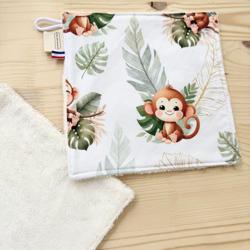 Débarbouillette lavable - Motifs Singe