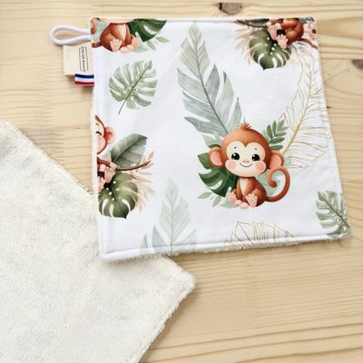 Débarbouillette lavable - Motifs Singe