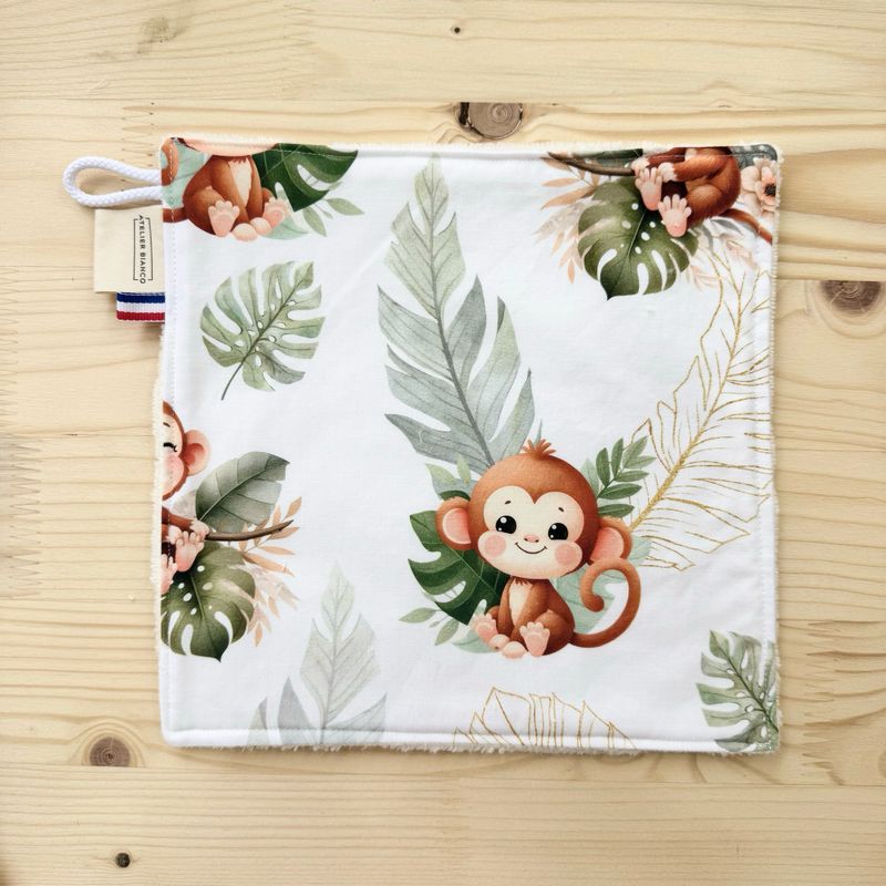 Débarbouillette lavable - Motifs Singe