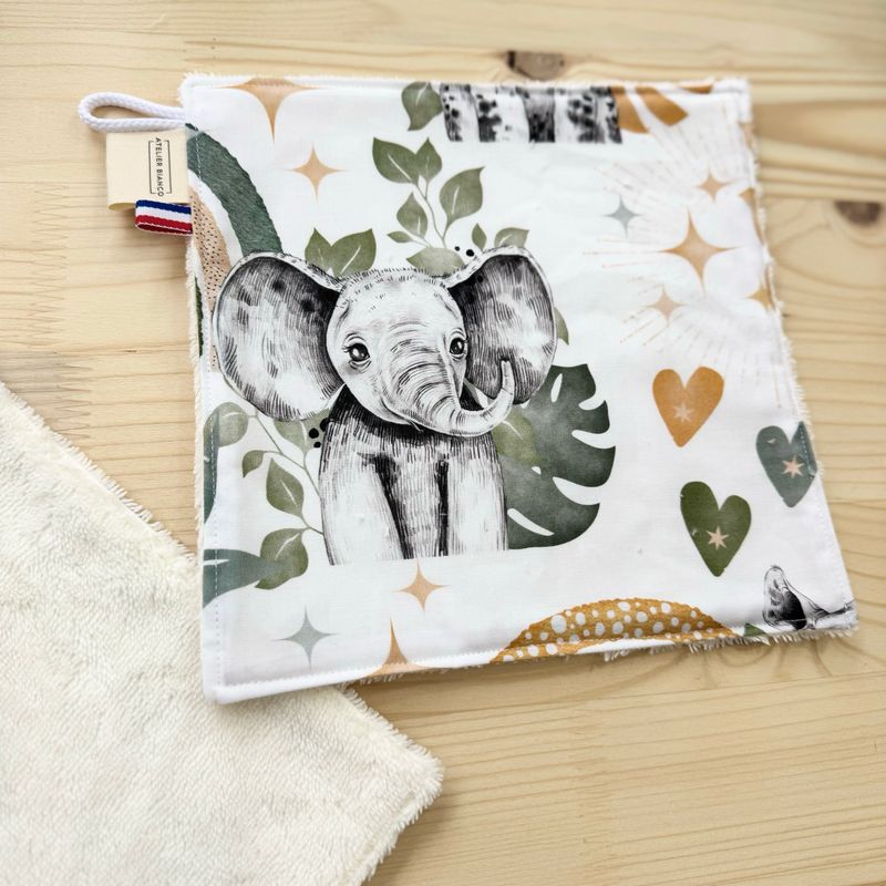 Débarbouillette lavable - Motifs Savane