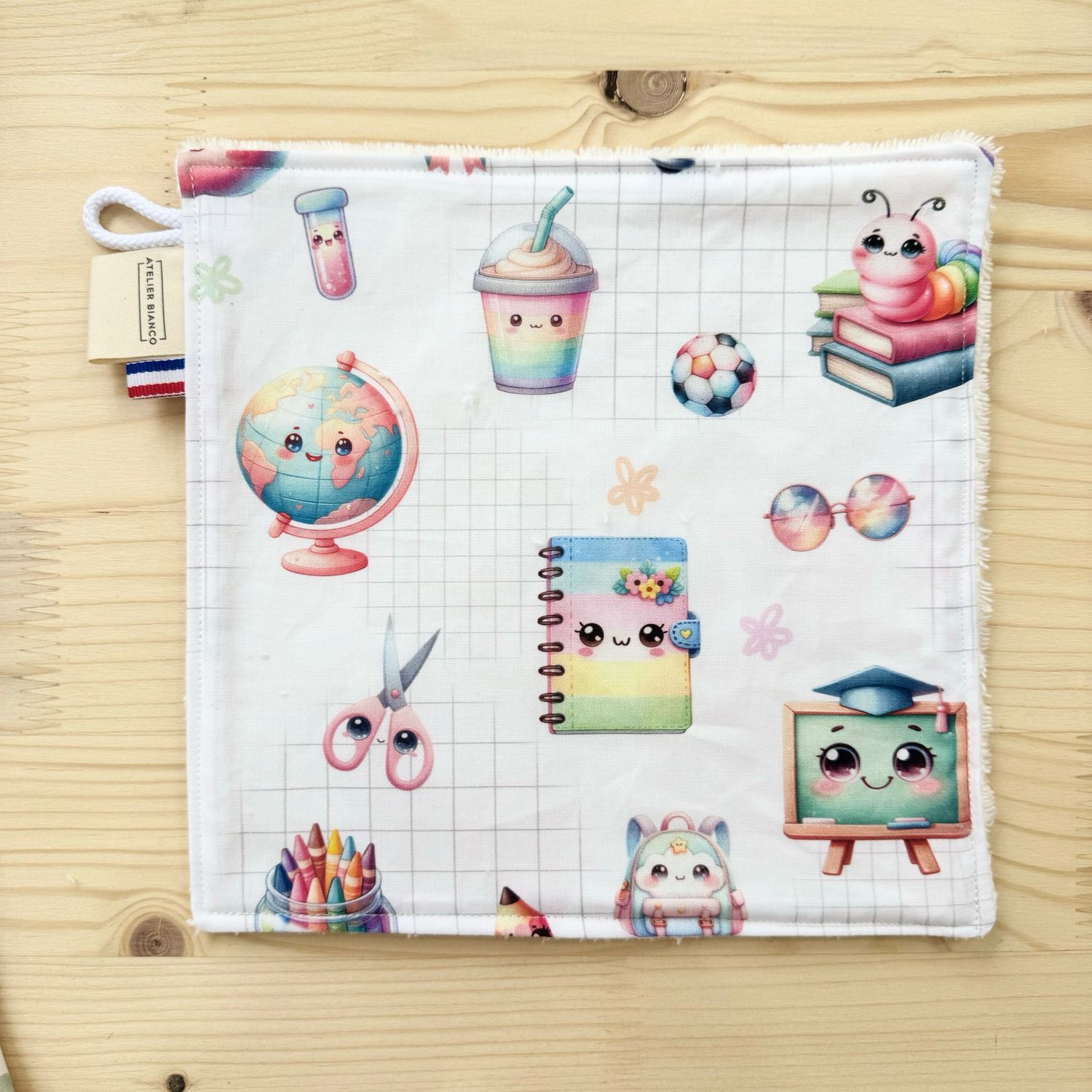 Débarbouillette lavable - Motifs Ecole