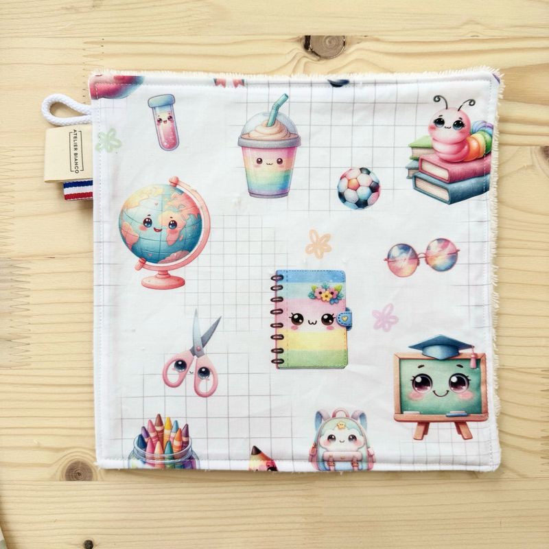 Débarbouillette lavable - Motifs Ecole