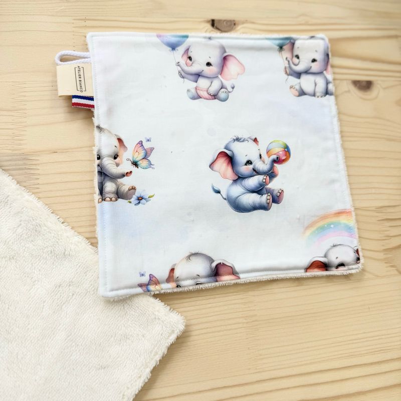 Débarbouillette lavable - Motifs Eléphant