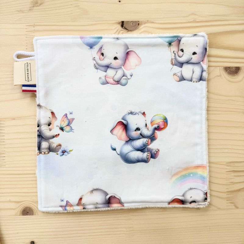 Débarbouillette lavable - Motifs Eléphant