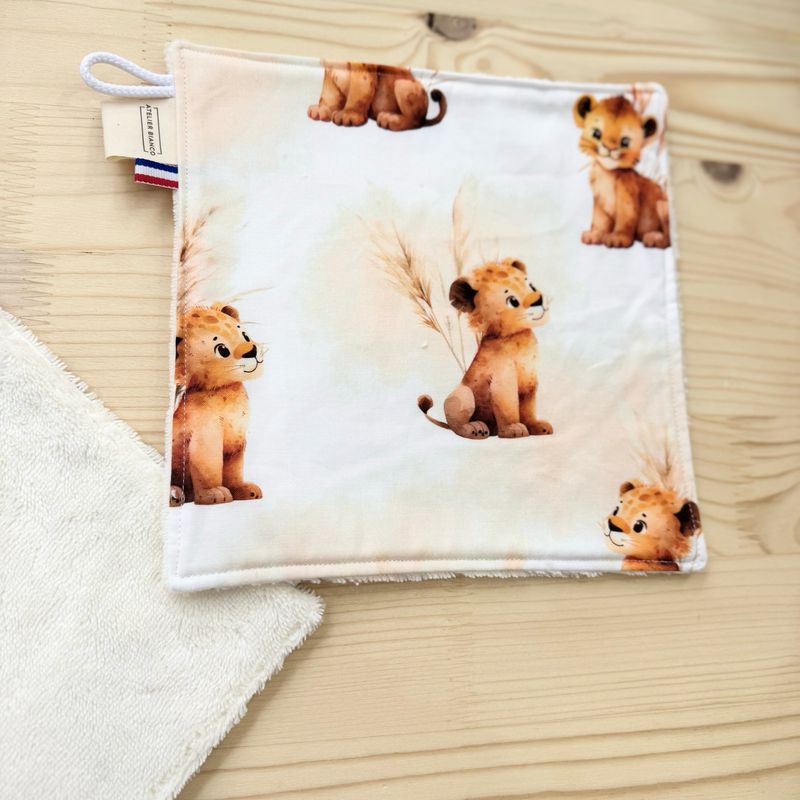 Débarbouillette lavable - Motifs Lion