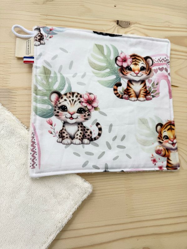 Débarbouillette lavable - Motifs Tigre Arc en Ciel