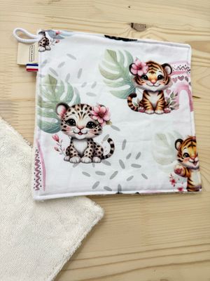 Débarbouillette lavable - Motifs Tigre Arc en Ciel