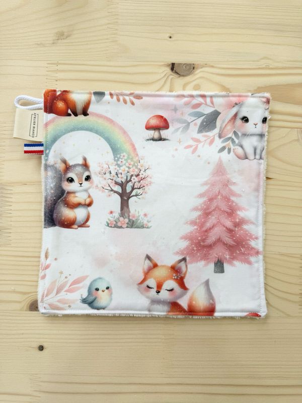 Débarbouillette lavable - Motifs Forêt Pailletée