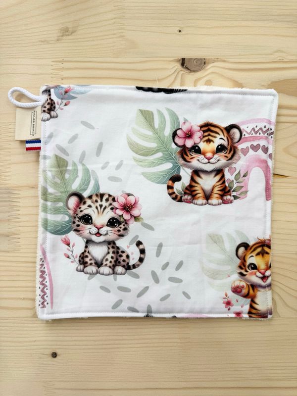 Débarbouillette lavable - Motifs Tigre Arc en Ciel