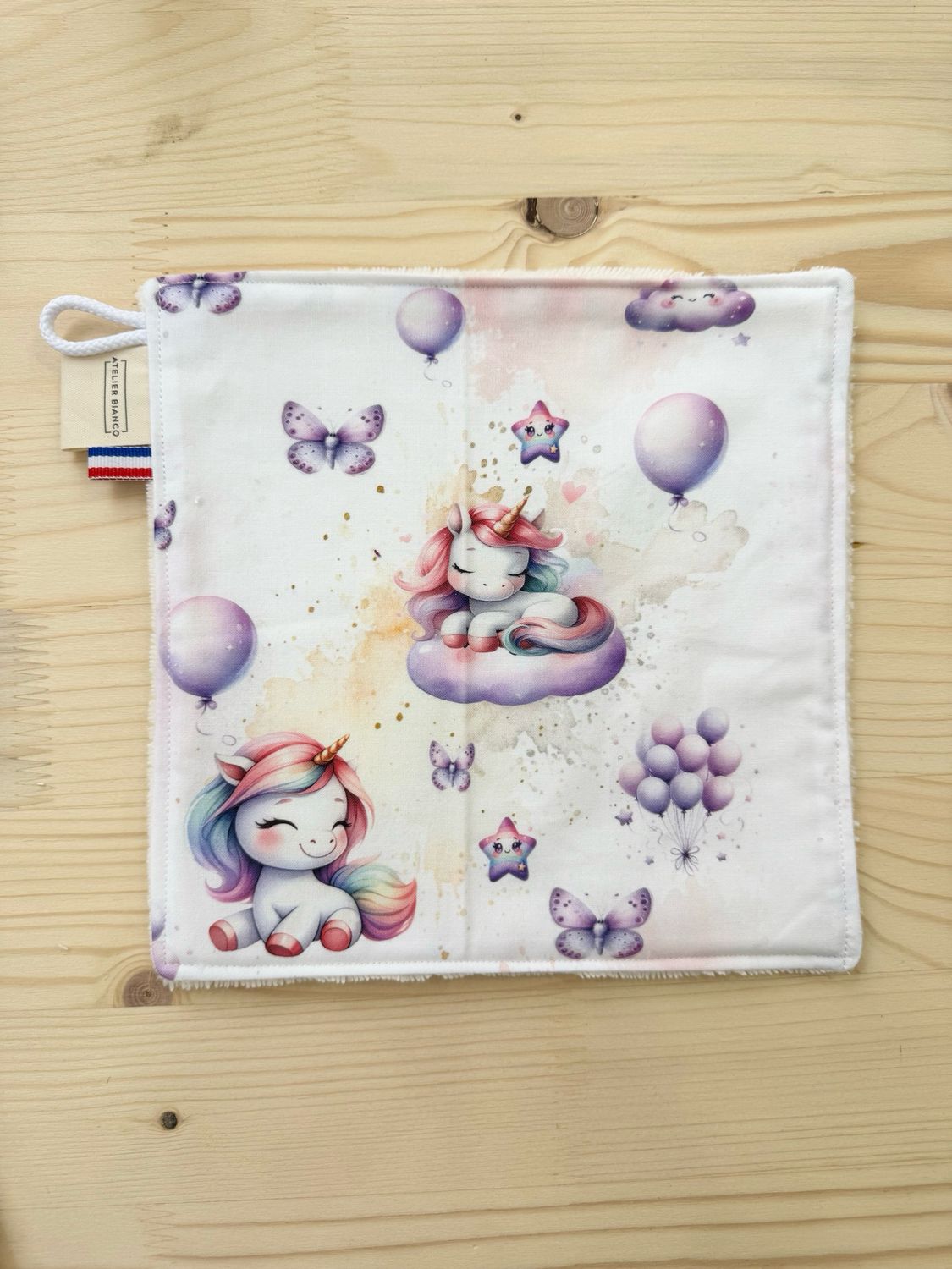 Débarbouillette lavable - Motifs Licornes