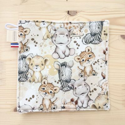 Débarbouillette lavable - Motifs Savane beige