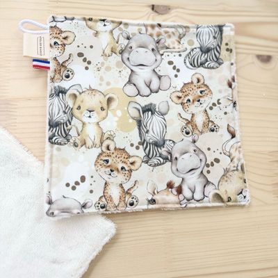 Débarbouillette lavable - Motifs Savane beige