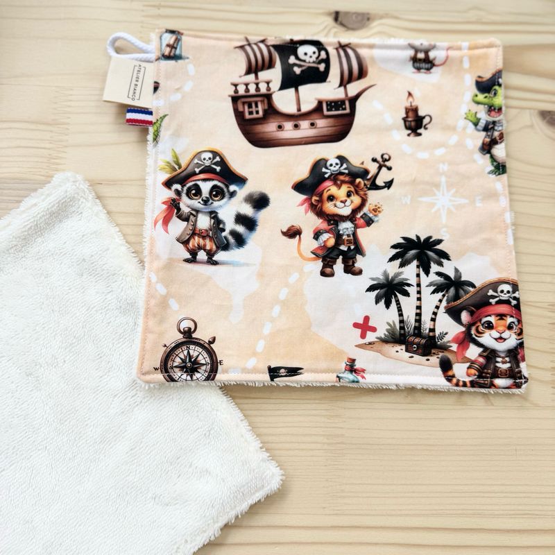 Débarbouillette lavable - Motifs Pirates