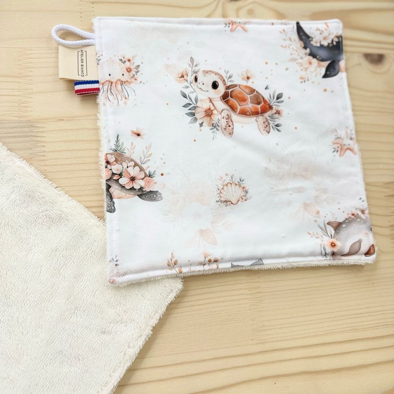 Débarbouillette lavable - Motifs Océan, Tortue, Baleine, Dauphin