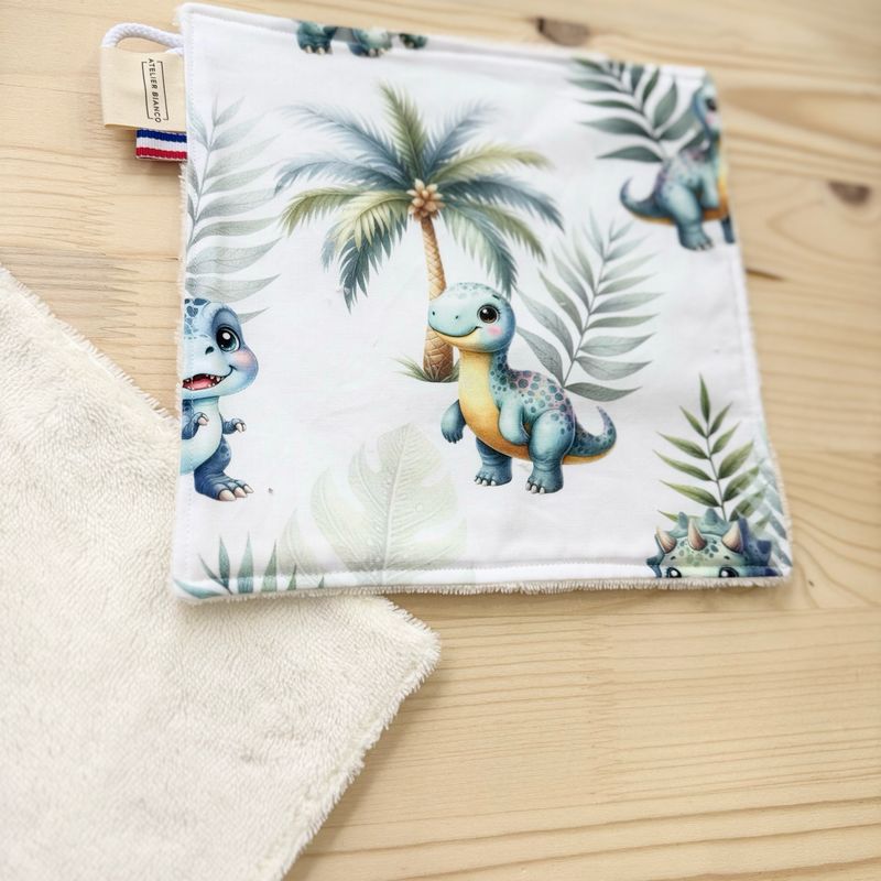 Débarbouillette lavable - Motifs Dinosaures