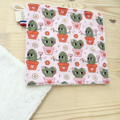 Débarbouillette lavable - Motifs Cactus