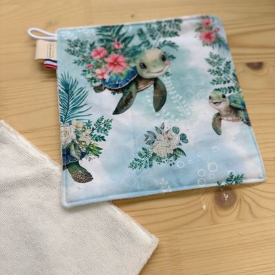 Débarbouillette lavable - Motifs Tortue
