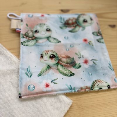 Débarbouillette lavable - Motifs Tortue