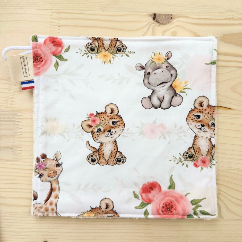 Débarbouillette lavable - Motifs Savane