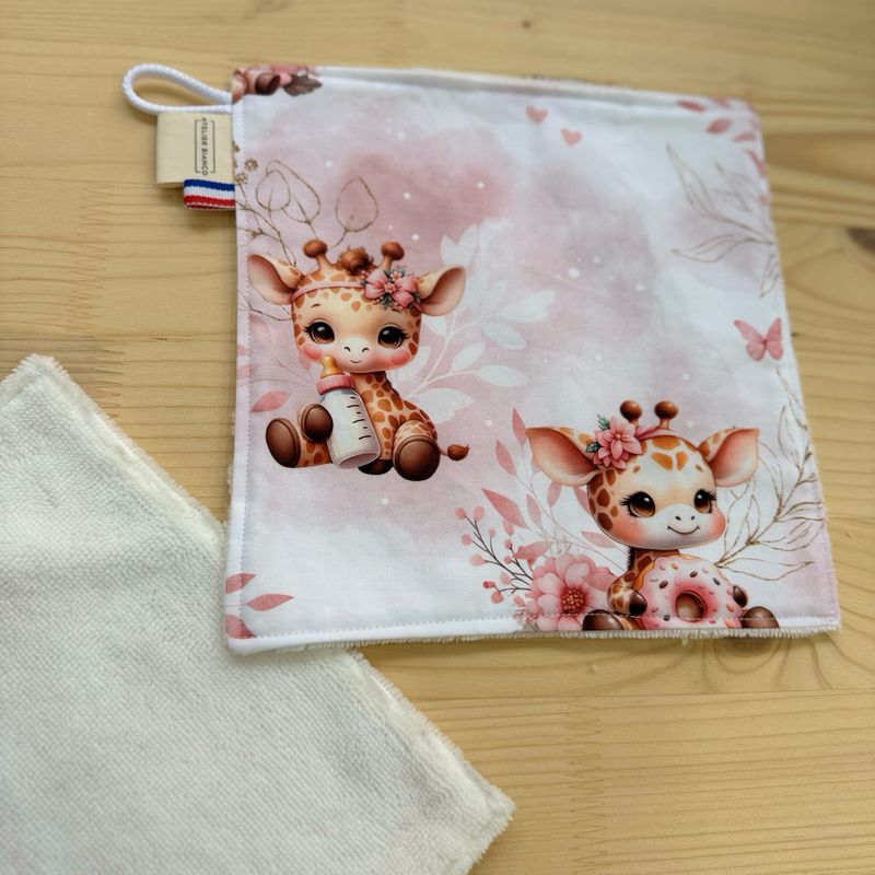 Débarbouillette lavable - Motifs Girafe