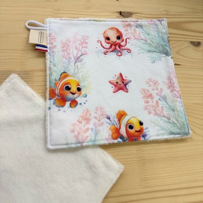 Débarbouillette lavable - Motifs Poissons