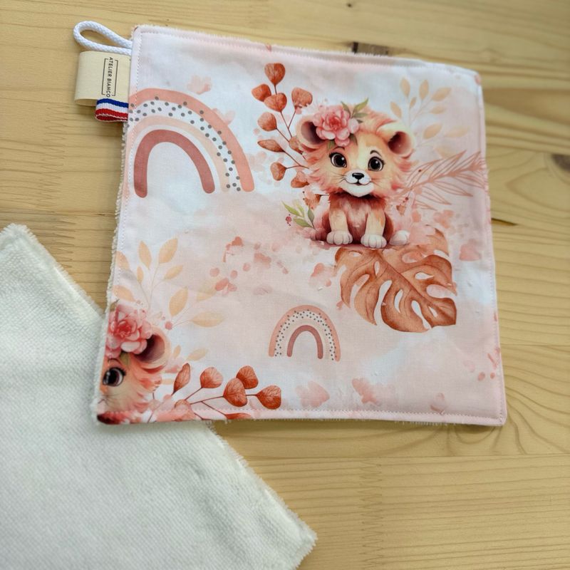 Débarbouillette lavable - Motifs Lionceau