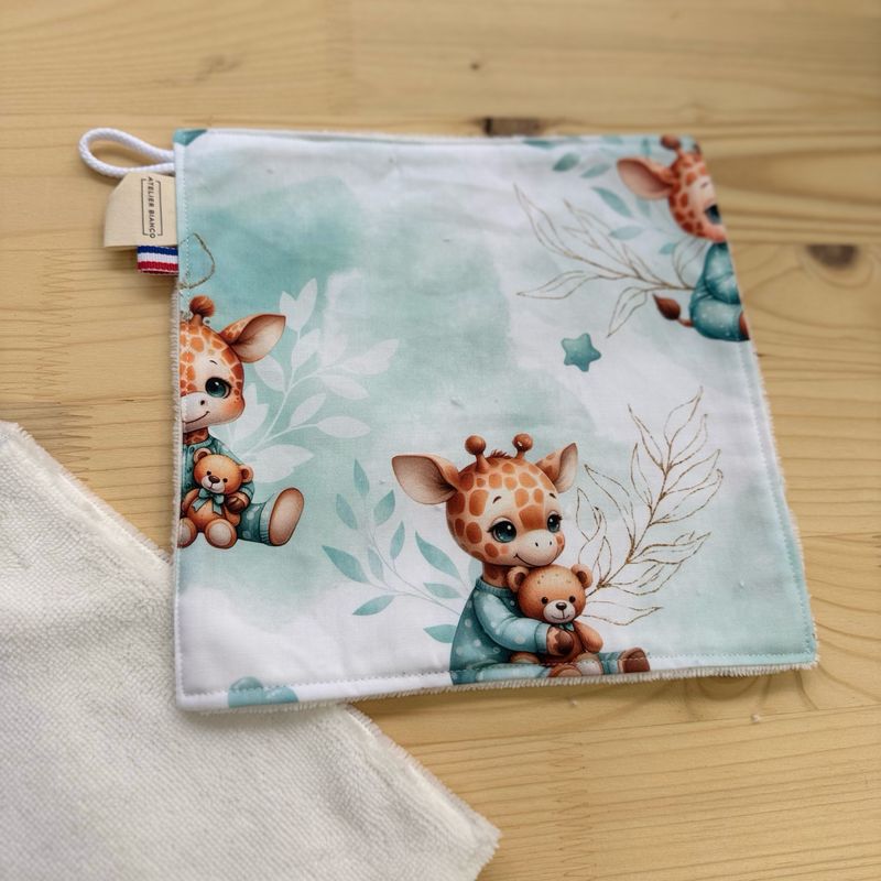Débarbouillette lavable - Motifs Girafe
