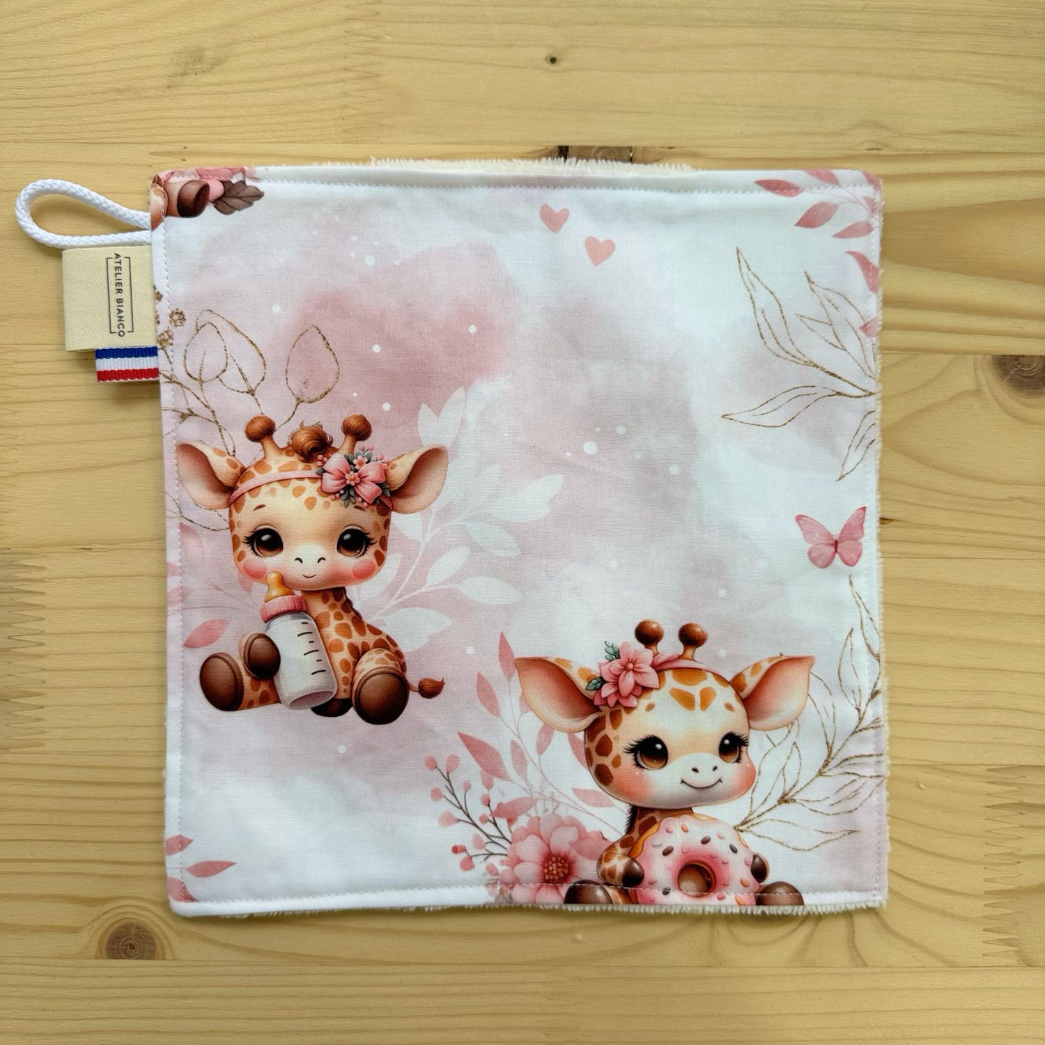 Débarbouillette lavable - Motifs Girafe