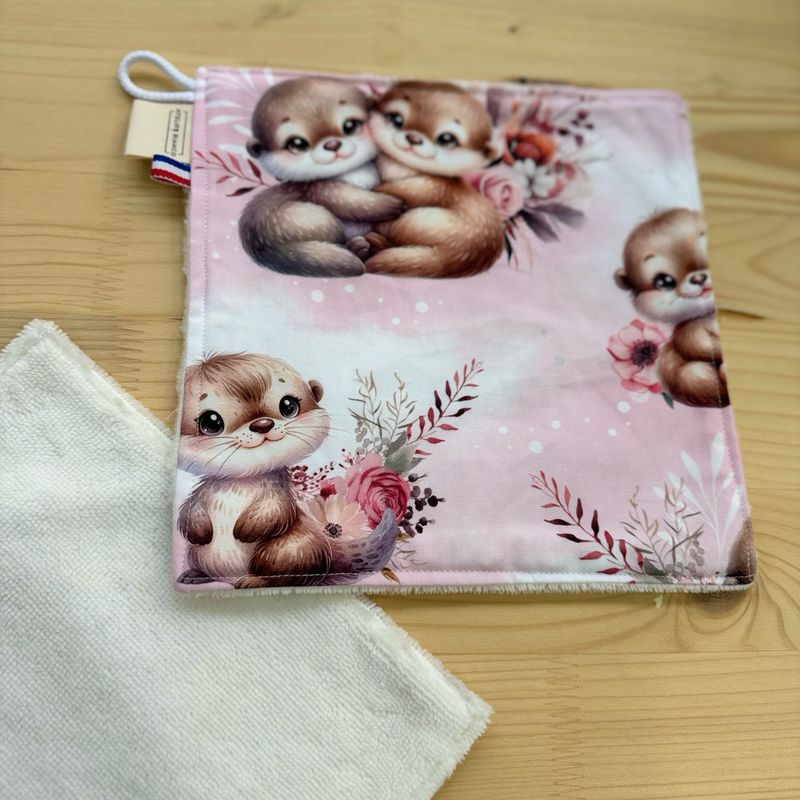 Débarbouillette lavable - Motifs Loutres