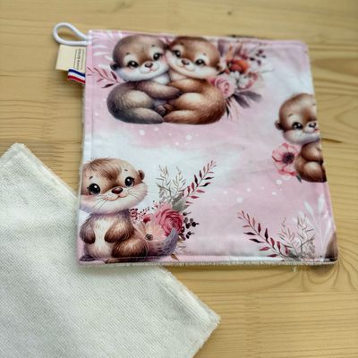 Débarbouillette lavable - Motifs Loutres