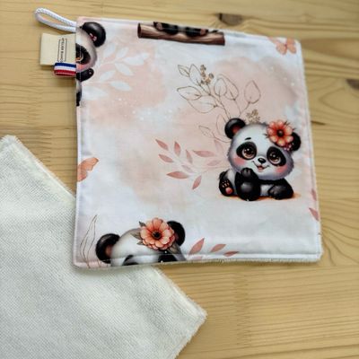 Débarbouillette lavable - Motifs Panda