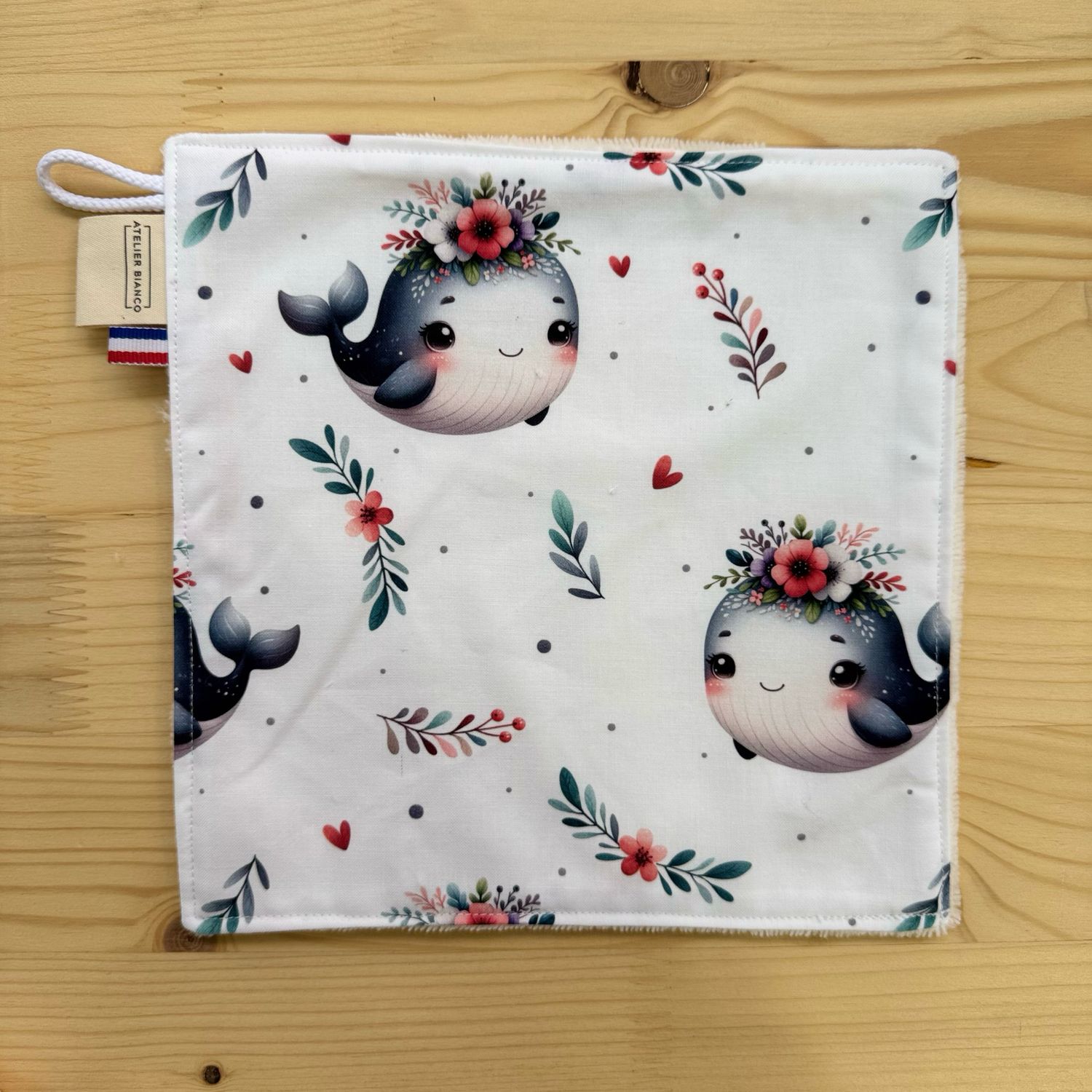 Débarbouillette lavable - Motifs Baleine