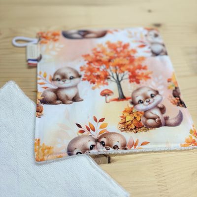 Débarbouillette lavable - Motifs Loutres
