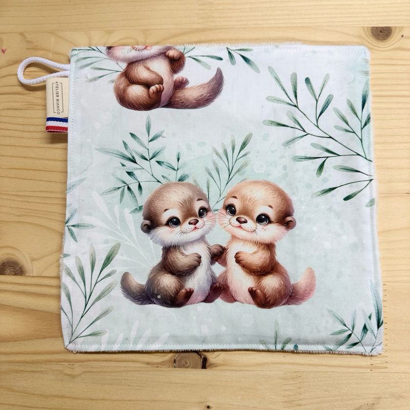 Débarbouillette lavable - Motifs Loutres