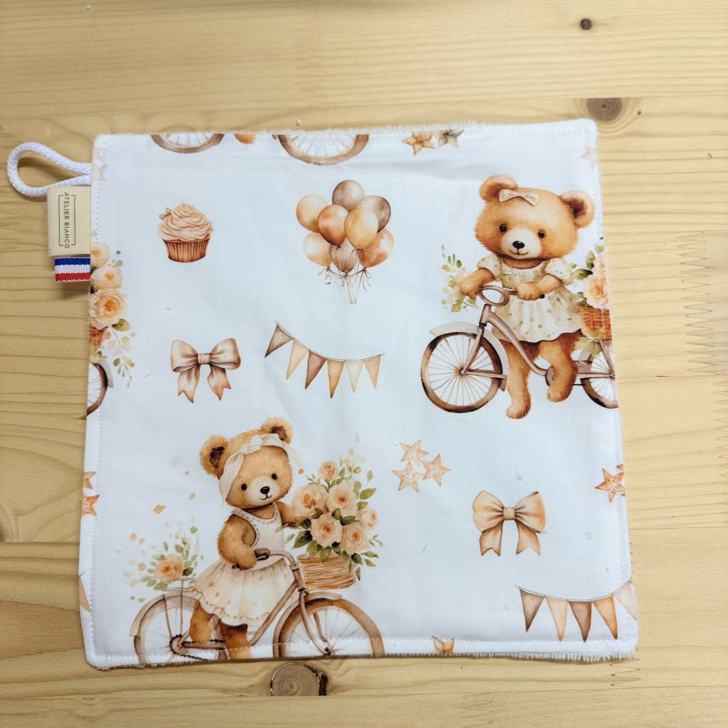 Débarbouillette lavable - Motifs Ourson vintage