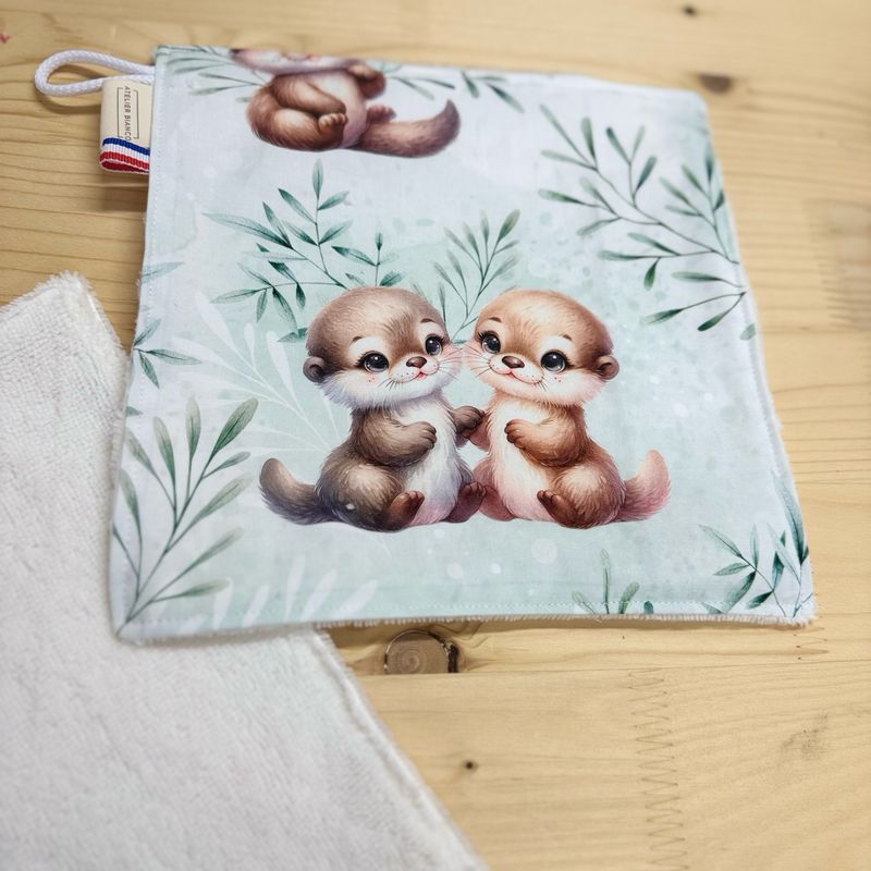 Débarbouillette lavable - Motifs Loutres