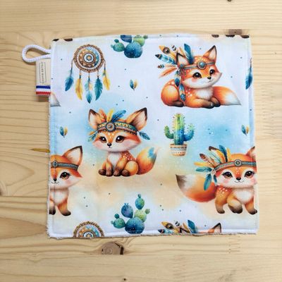 Débarbouillette lavable - Motifs Renards