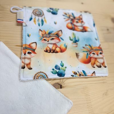 Débarbouillette lavable - Motifs Renard