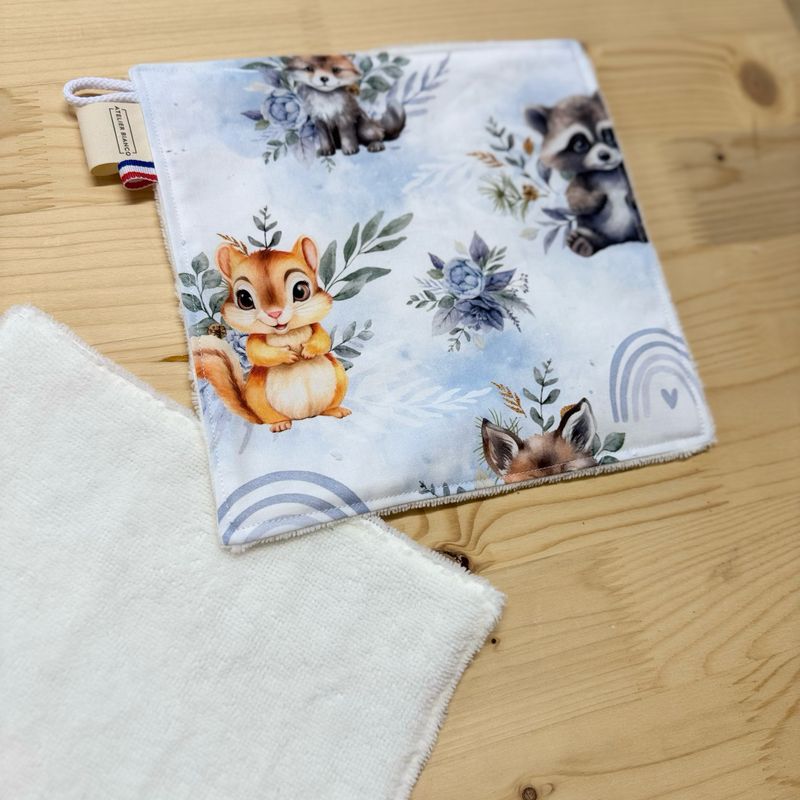 Débarbouillette lavable - Motifs Forêt