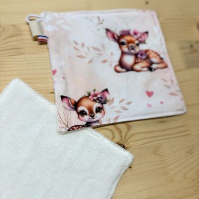 Débarbouillette lavable - Motifs Biche