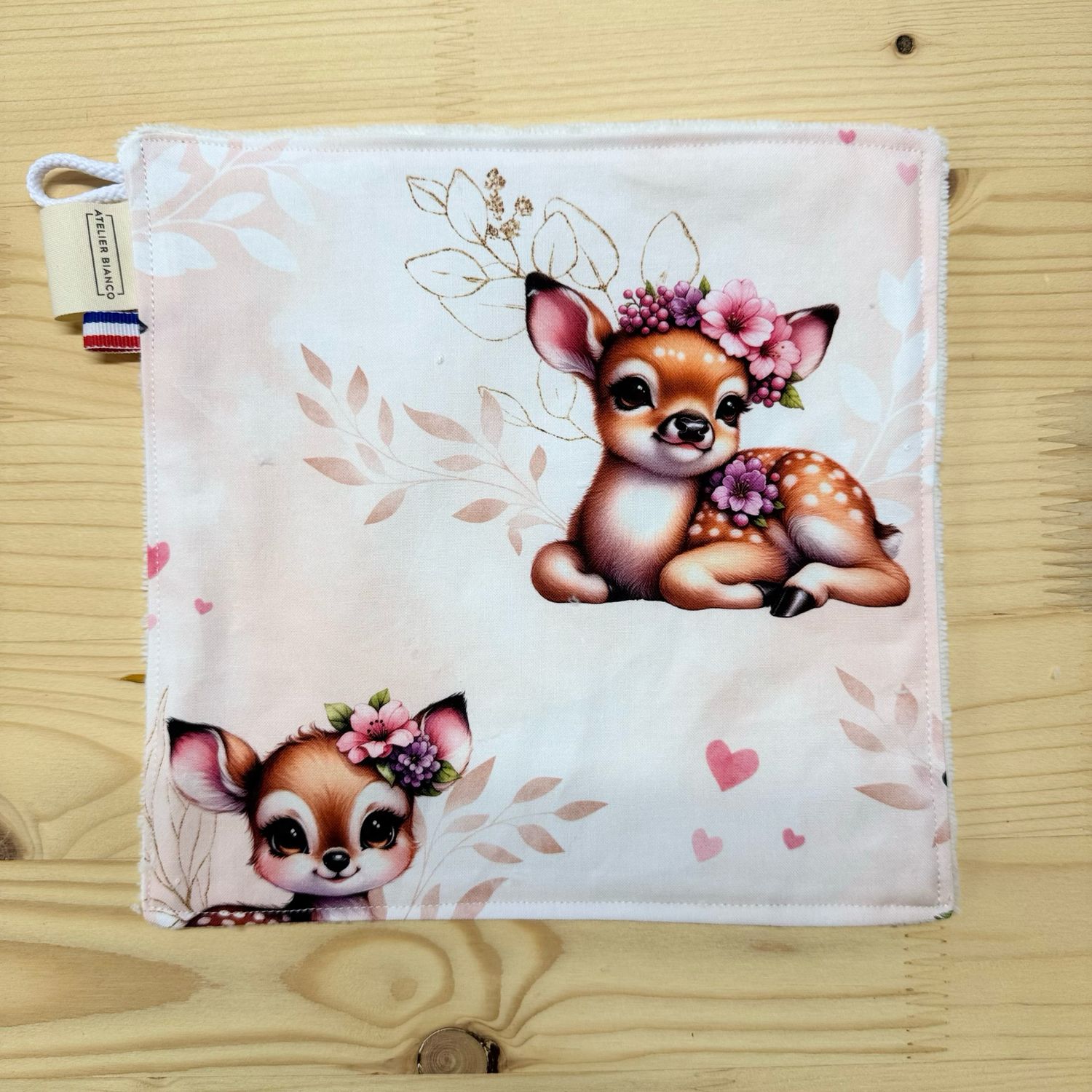 Débarbouillette lavable - Motifs Biche