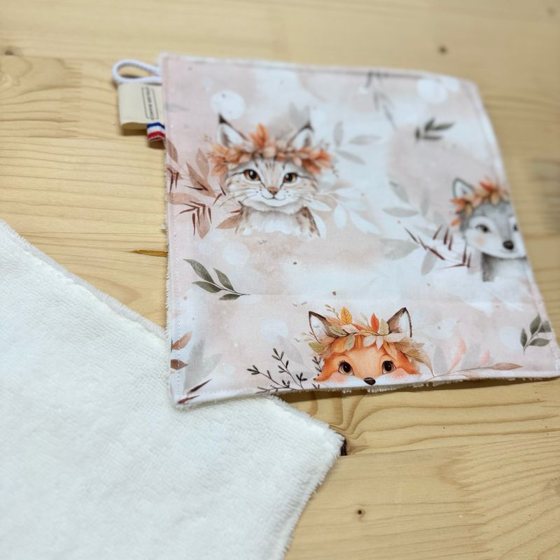 Débarbouillette lavable - Motifs Forêt