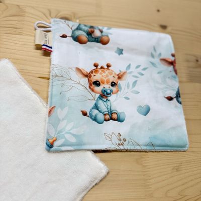 Débarbouillette lavable - Motifs Girafe