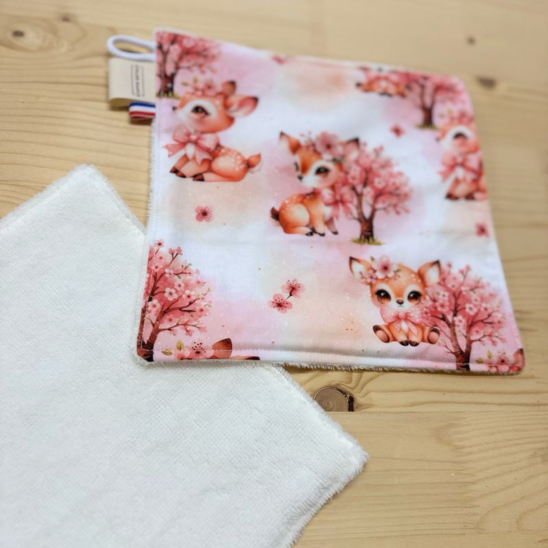 Débarbouillette lavable - Motifs Biche