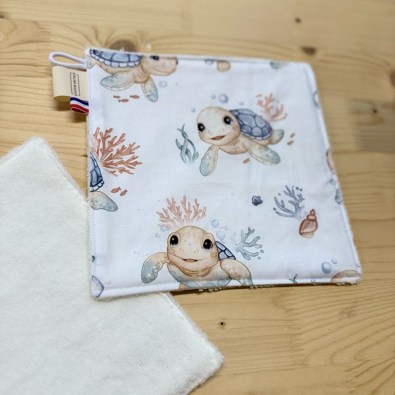 Débarbouillette lavable - Motifs Tortue