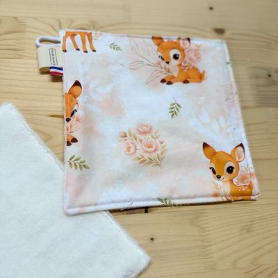Débarbouillette lavable - Motifs Biche