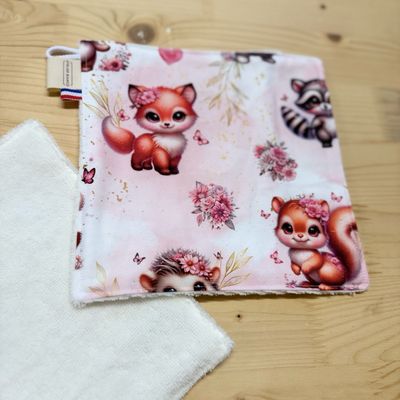 Débarbouillette lavable - Motifs Forêt