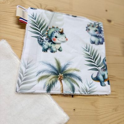 Débarbouillette lavable - Motifs Dinosaures