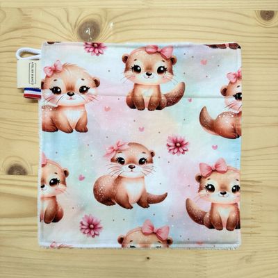 Débarbouillette lavable - Motifs Loutres